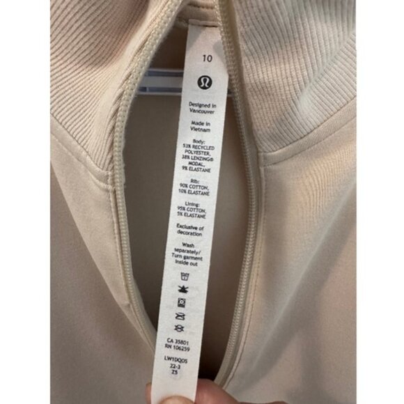 Lululemon cream Softstreme long sleeve quarter zip dress size 10 - Picture 9 of 10